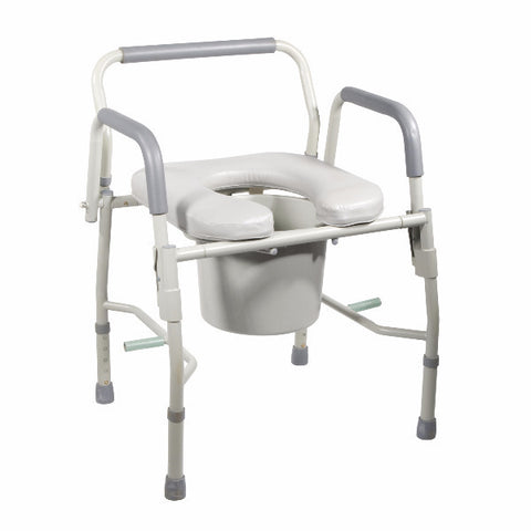 Drive Medical Steel Drop Arm Bedside Commode with Padded Seat and Arms - CSA Medical Supply