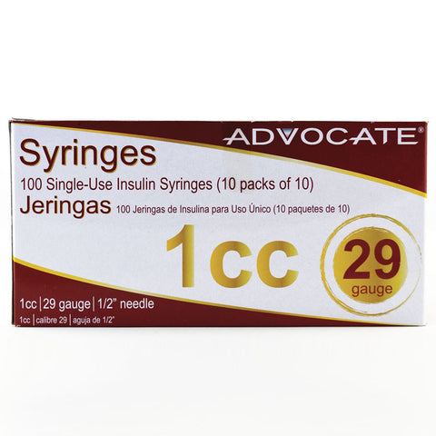 Advocate Insulin Syringes Box of 100 - CSA Medical Supply