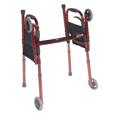 Drive Medical Deluxe Folding Travel Walker with 5" Wheels