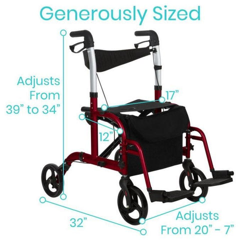 Vive Health Wheelchair Rollator MOB1018BLU E0143
