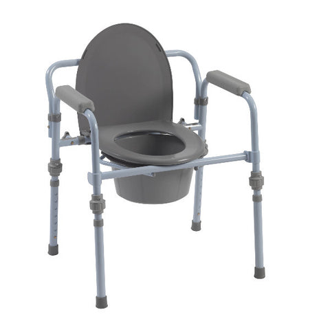 Drive Medical Folding Bedside Commode with Bucket and Splash Guard