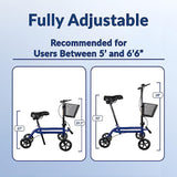 KneeRover Steerable Seated Scooter Mobility Knee Walker Crutches Alternative in Blue