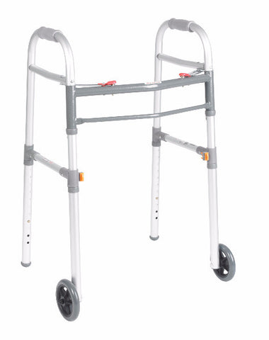 Drive Medical Two Button Folding Universal Walker with 5" Wheels - CSA Medical Supply
