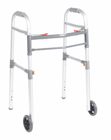 Drive Medical Two Button Folding Universal Walker with 5" Wheels - CSA Medical Supply