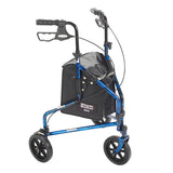 3 Wheel Rollator Rolling Walker with Basket Tray and Pouch By Drive Medical