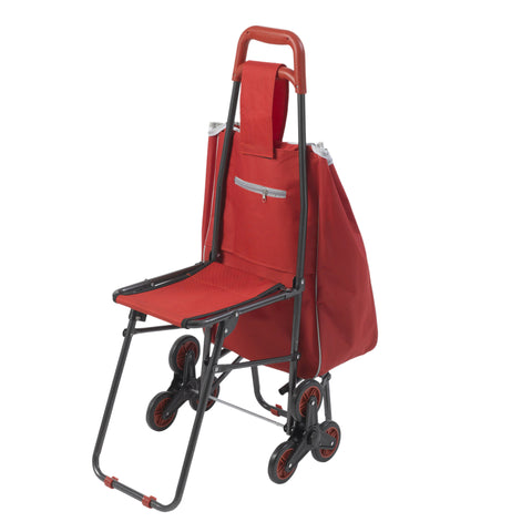 Deluxe Rolling Shopping Cart with Seat