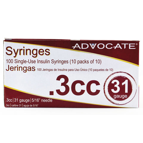 Advocate Insulin Syringes Box of 100