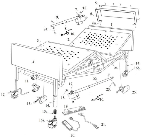 Full-Electric Bariatric Bed, 54 Replacement Parts