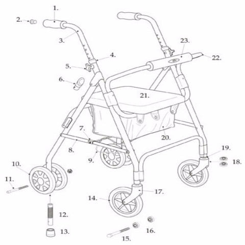 Mimi Lite Aluminum Rollator, 6" Casters Replacement Parts - CSA Medical Supply