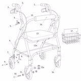 Mimi Lite Deluxe Aluminum Rollator, 6" Casters Replacement Parts