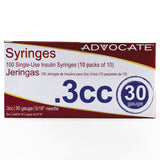 Advocate Insulin Syringes Box of 100