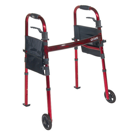 Drive Medical Deluxe Folding Travel Walker with 5" Wheels - CSA Medical Supply