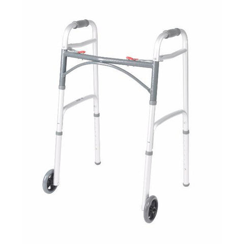 Deluxe Two Button Folding Walker with 5" Wheels - CSA Medical Supply