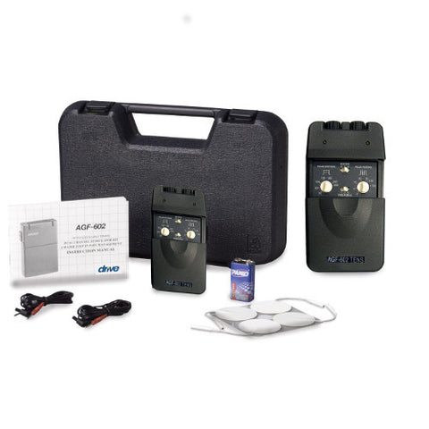 Portable Dual Channel TENS Unit with Timer and Electrodes