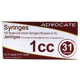 Advocate Insulin Syringes Box of 100