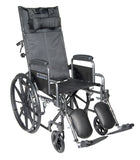 Silver Sport Reclining Wheelchair with Elevating Leg Rests, Detachable Desk Arms