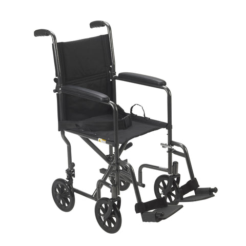 Lightweight Steel Transport Wheelchair, Fixed Full Arms - CSA Medical Supply